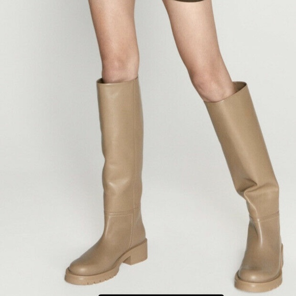 ZARA BNWT Leather Knee High Boots - Picture 1 of 6